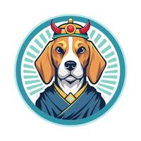 Beagle Japanese Samurai logo vector