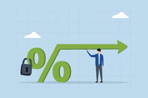 Fixed interest rate, businessman property proprietor with constant percentage symbol. vector