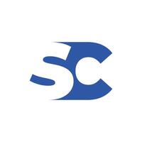 Minimalist blue SC letter logo design on a clean white background. Ideal for branding, corporate identity, and modern graphic design projects showcasing simplicity and professional aesthetics. vector