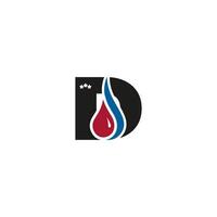 A modern logo design integrating water and fire elements within a bold letter D. Three stars add an element of professionalism and distinction, making it suitable for various branding purposes. vector