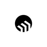 Stylish black and white geometric design featuring bold shapes within a circular form. Ideal for modern branding, logos, or artistic presentations. Perfect for conveying minimalism and sophistication. vector