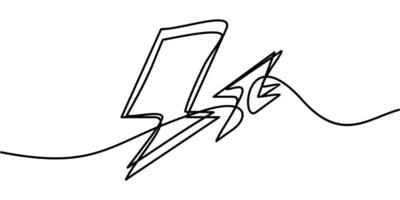 continuous line drawing of the Lightning symbol. abstract line art illustration vector