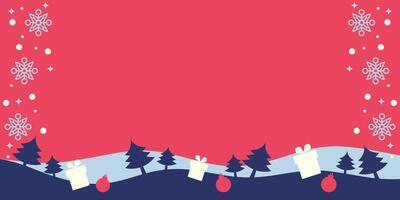 Christmas and New Year theme Background with Pine Tree Ornaments, Gifts and Snow. Free Copyspace Area Design vector