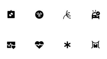 Heart beat icon collection. Medical symbols. Solid and bold. Minimal and modern symbols. Eps 10. vector