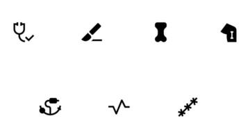 Check icon collection. Medical symbols. Solid and bold. Minimal and modern symbols. Eps 10. vector