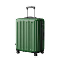 Green hard-shell suitcase with wheels and handle on transparent background png