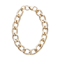 Gold chain bracelet with large links and clasp on transparent background png