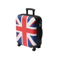Compact suitcase with Union Jack design on transparent background png