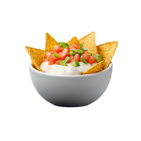 Nachos with Sour Cream and Fresh Salsa on Transparent Background png