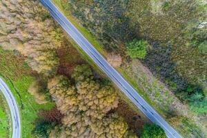 directly above drone view of a secondary road, aerial photography photo