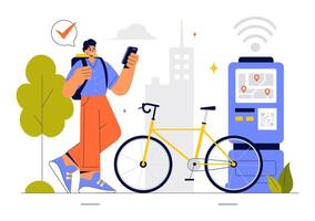 Cycling and GPS Tracking Illustration with Map Navigation Features vector