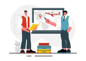 Tourism Management Illustration for Easy Travel Package and Tour Scheduling in Flat Style vector