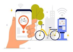 Illustration of a Smart Bike with Navigation and Tracking Apps Concept vector