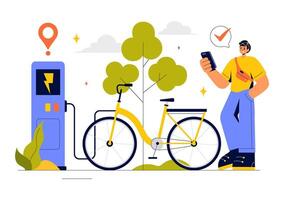 Modern Cycling Technology Illustration with Navigation and GPS Tracker in a Flat Background vector