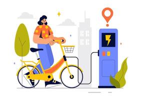 Illustration of a Smart Bike with Mobile Tracking and Navigation Applications vector