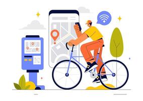 Navigation Map and GPS Tracker for Smart Biking in a Flat Style Design vector