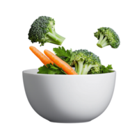 Fresh vegetables in white bowl on transparent background png