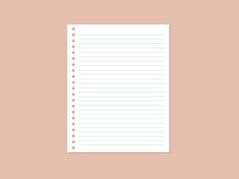 Blank paper sheet with line, plain notebook paper vector