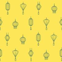 Outline Collection of Lantern Seamless Pattern illustration Design vector