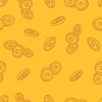 Outline Bunch of Coin Seamless Pattern illustration Design vector