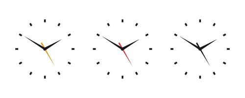 clock face Set. White and black dial clock. Simple minimalistic wall clocks icon vector
