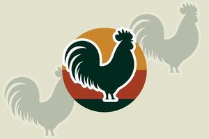 Vintage Rooster Logo, Retro Farm Animal Design, Illustration for Merchandise and Branding vector