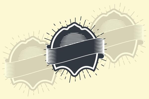 Vintage Shield Ribbon Logo Set and Retro Badge Emblem with Banner, Classic design, Digital Download
