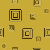 A seamless pattern featuring minimalist concentric squares in varying sizes, outlined in black on a warm mustard-yellow background. Perfect for modern, retro, or abstract designs vector