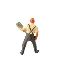 Miniature construction worker isolate on white background with clipping path 8 photo