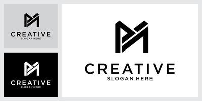 PM or MP initial letter logo design vector