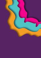 Flyer or cover background in 3d carving paper art style. Colorful wavy layers papercutting background. vector