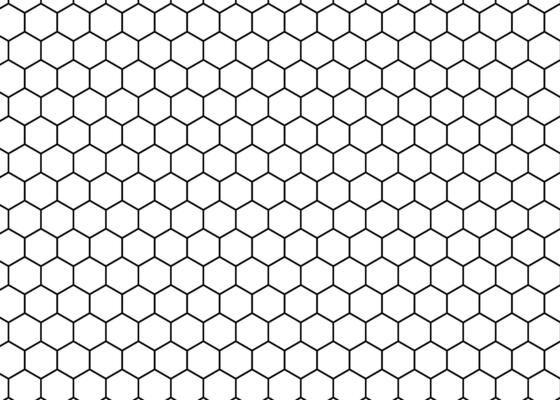 Pattern with hexagons art. Black and white hexagonal honeycomb geometric background.