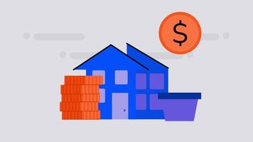 2d animation concept of property investment, buying a house, property agent video
