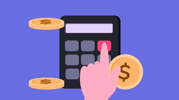 animation concept of calculating income, profits, calculating budget video