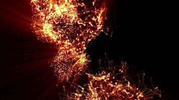 Abstract background with wavy shape particles, digital golden spheres with wave energy. video