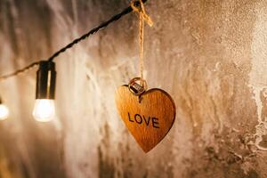 Love hanging heart string light bulb photo