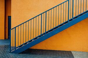 stairs in an urban environment. the concept of minimalism of urban protransva, art object, stairs going up photo