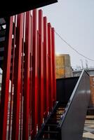 stairs in an urban environment. the concept of minimalism of urban protransva, art object, stairs going up photo
