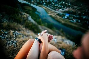 Close-up of a woman and a man holding out their hands, two people holding hands. The symbol is a sign of sincere feelings, a loved one. the concept of true friendship, outdoors photo