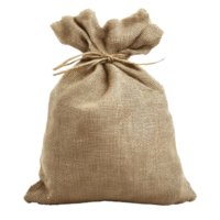 Burlap sack with twine on neutral bg png