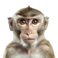 Close up view of a curious monkeys face png