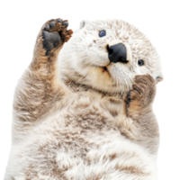 Otter relaxing peacefully while floating on back png
