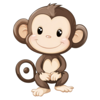 Cute cartoon monkey with a playful expression png