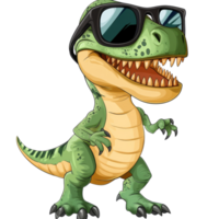Cool dino in shades, smiling happily png