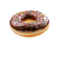 Chocolate donut with colorful sprinkles on top png