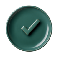 Ceramic green plate with a check mark design png