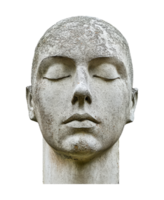 Stone sculpture with serene expression on display png