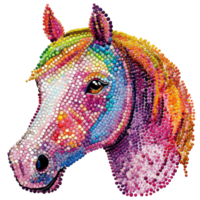 Colorful horse head created with vibrant dots png