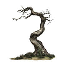 Ancient twisted tree with unique bark texture png