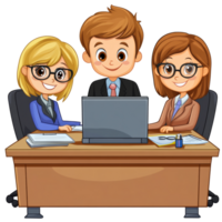 Team of coworkers collaborating at office desk png